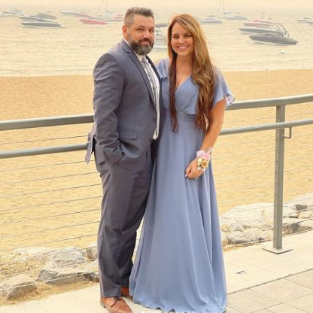 Jenna Ortega's parents Natalie Ortega and Edward A. Ortega photographed at their son's wedding. 